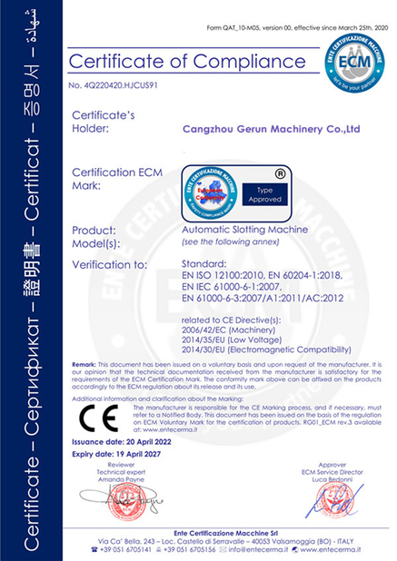 Cina Cangzhou Gerun Machinery Co.,Ltd Certificazioni