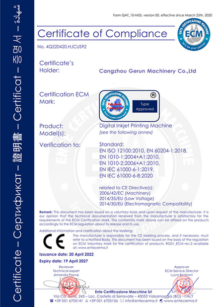 Cina Cangzhou Gerun Machinery Co.,Ltd Certificazioni